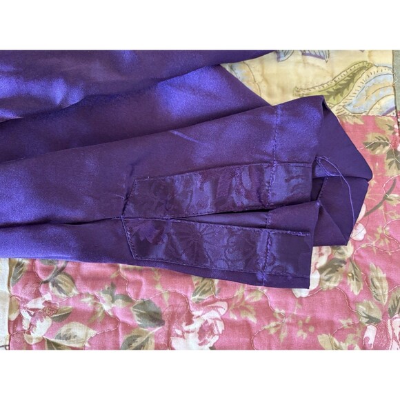 Vtg Victorias Secret Medium Gold Label Royal Purple Silky Satin PJ Pants 90s Y2K - Picture 5 of 7